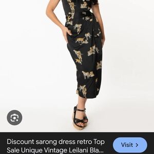 Unique Vintage Black and Gold Leopard Print Dress
